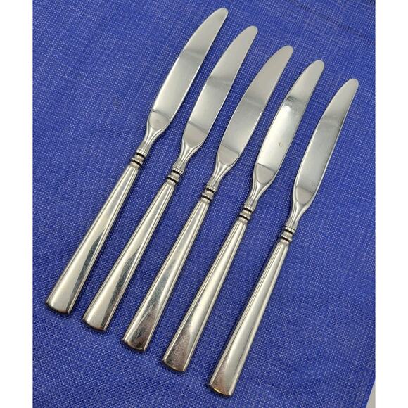 Oneida EASTON All Glossy Stainless Flatware 9 3/8" Dinner Knives Set of 5 - Picture 4 of 6